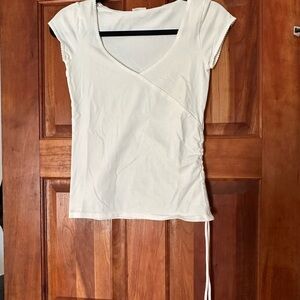 Brandy Melville Cream Wrap Tie Front Blouse